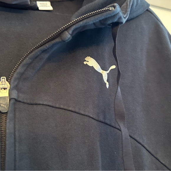 PUMA Black Transition Full Zip Hoodie Keeps You Dry Fabric Sweatshirt Size S - Picture 5 of 7